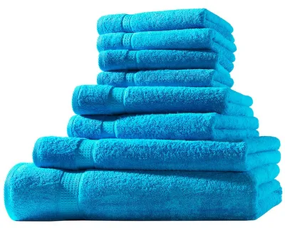 Produktbild von XL-Set 8tlg Frotteetücher Elegance 100% Baumwolle 500 gsm Gästetücher Handtücher Duschtücher Badetücher türkis