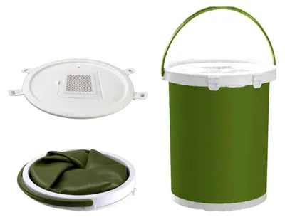 Produktbild von Silikoneimer Falteimer Faltbarer Silikon Eimer 5-25 L Zusammenlegbar Camping Köderfischeimer (Köderfischeimer zum Fischen Khaki 20 l)