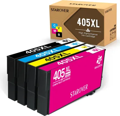 Produktbild von STAROVER 405XL Tintenpatrone Kompatibel für Epson 405XL für Epson Workforce Pro WF-3820DWF WF-3825DWF WF-4820DWF WF-4825DWF WF-4830DTWF WF-7310DTW WF-7830DTWF WF-7835DTWF WF-7840DTWF (4 Pack)