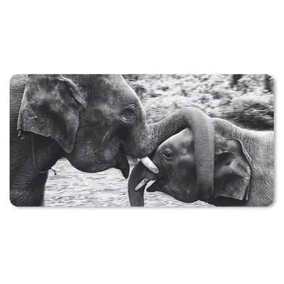 Produktbild von MuchoWow® Mauspad Mousepad Elefant - Tiere - Natur - Schwarz und weiß 60x30 cm - Mousepads - Maus Mat - Pad - Mausunterlage - Nachhaltig