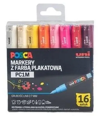 Obrázok produktu pre Plakatové fixky Uni Posca PC-1M, 16 farieb