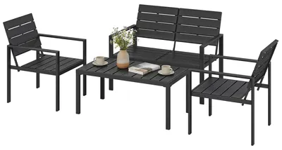 Produktbild von Outsunny Gartenmöbel Set Sitzgruppe für 4 Personen Gartenlounge mit 2er Sofa
