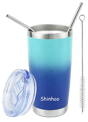 Produktbild von 550 ml doppelwandige Thermosflasche mit Trinkhalm