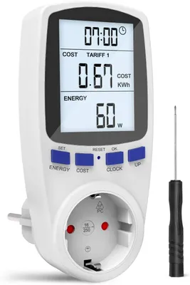 Obrázek produktu pro Gafild: Digitální měřič spotřeby energie, elektroměr s velkým LCD displejem a měřením spotřeby elektřiny