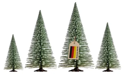Immagine prodotto di MODELLNATUR.COM: Decorazioni natalizie, set di 4 alberi di Natale in miniatura a tema invernale, altezza 15-30 cm.