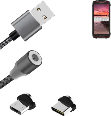 Produktbild von K-S-Trade Hochwertiges Magnet-Lade-kabel Sync-Kabel Daten-Kabel für Cubot King Kong Mini2 mit USB-Typ-C-Anschluss und Micro-USB-Anschluss 2A bis zu