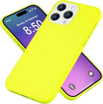 Immagine prodotto di NALIA Custodia in silicone colorato al neon per iPhone 16 Pro Max, custodia dai colori intensi, custodia morbida antiscivolo giallo