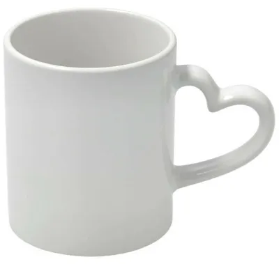Produktbild von Kaffeebecher mit herzformigem Henkel - weis - Keramik - 300 ml