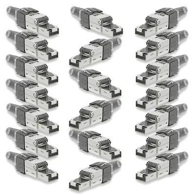 Produktbild von 20x Netzwerk Stecker CAT 7 Werkzeuglos RJ45 CAT7 Netzwerkstecker Netzwerkkabel