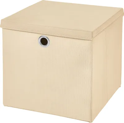 Produktbild von 1 Stück Creme Faltbox 33 x 33 x 33 cm Aufbewahrungsbox faltbar mit Deckel