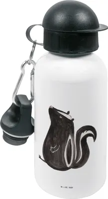 Produktbild von Mr. & Mrs. Panda Trinkflasche Stinktier Sitzen - Weiß - Geschenk, Spruch, Skunk, Kita, Raubtier, Kinder, Stinker, Büro, für den Kindergarten, Sportflasche, Wasserflasche