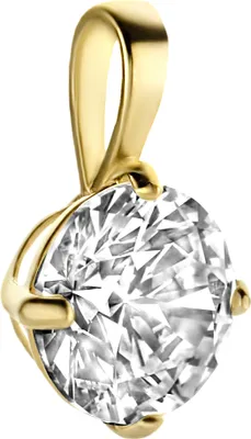 Produktbild von New Bling 9NBG-0194 Gold-Anhänger - Damen - Zirkonia - 6 mm - Solitär - 4-Fuß-Fassung - 14 Karat - Gold