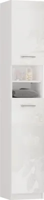 Produktbild von CDF Bad-Hochschrank Marbela | Farbe: Weiß glänzend | Modernes Badregal | Ablagefläche | Geräumige Einlegeböden | Türen | Einfache Montage | Universal | Stilvolle Griffe