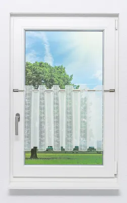 Produktbild von Scheibengardine Plauener Spitze - Balken (Bx H) 44cm * 45cm weiß