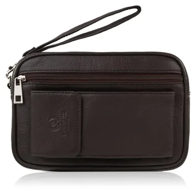 Produktbild von Paolo Peruzzi T-131-BR braune doppelte Herrenhandtasche aus Leder