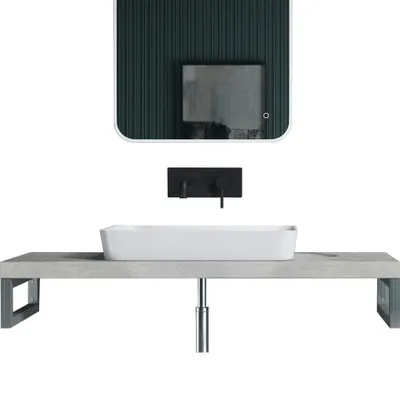 Immagine prodotto di doporro Mensola Sospesa per Lavabo da Appoggio 50x100 cm in Legno Effetto Cemento Chiaro, Consolle da Parete per Bagno con Staffe, Mobile da Bagno Design Industriale Platte02