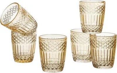 Produktbild von Trinkgläser Set mit Reliefmuster, 6 Stück, 25 cl, für Wasser und Saft