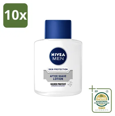 Immagine prodotto di 10 flaconi di lozione dopobarba Nivea Men Silver Protect - 100 ml - Confezione da 10 pezzi