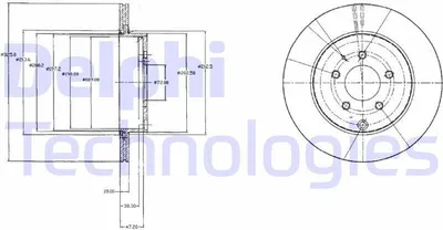 Produktbild von 2x DELPHI Bremsscheibe BG4341 für MAZDA CX-7 (ER) CX-9 (TB) 57mm 325mm