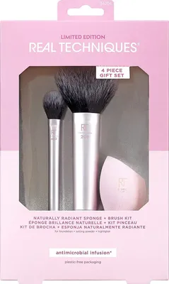 Produktbild von Echte Techniken Natürlich strahlend - Sponge-Spiel und Make-up-Pinsel Limited Edition, 4-teiliges Spiel für Party-Geschenk