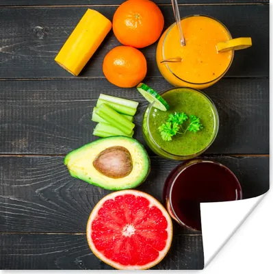 Produktbild von MuchoWow® Poster Obst - Smoothie - Industriell - Sommer 100x100 cm - Babyzimmer