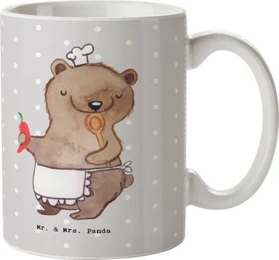 Produktbild von Mr. & Mrs. Panda Tasse Pizzabäcker Herz - Grau Pastell - Geschenk, Pizzabringdienst, Becher, Pizza Backen, Kaffeetasse, Pott, Teetasse, Trinkbecher, Italiener, Pizzabote