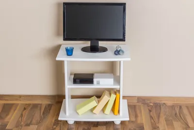 Produktbild von TV-Element Weiß aus Massivholz, 60 cm hoch, 60 cm breit, 45 cm tief, mit 1 Fachboden