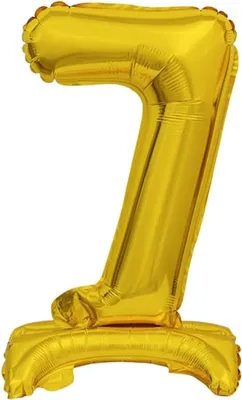 Produktbild von amscan® 9910075 Folienballon Mini Zahl 7 - 15 x 38 cm, mit Standfuß, gold