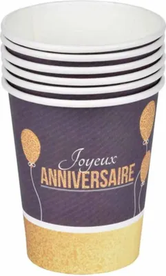 Image de Set de 6 gobelets en papier Anniversaire ballons