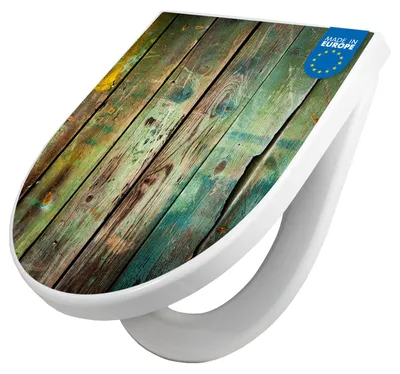 Produktbild von WC Sitz mit Absenkautomatik D Form Motiv Grünes Holz [TDW3 12157]