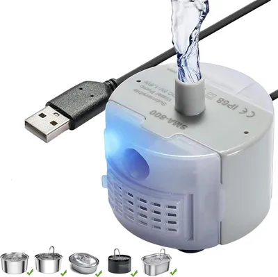 Produktbild von Ersatzpumpe für Trinkbrunnen mit LED für Katzen Edelstahl Leise Wasserpumpe Katzen-Trinkbrunnen (Pumpe B)
