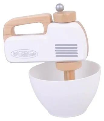 Image de Mixeur à main AMLEG, jouet en bois, fonctionnel, avec un mixeur et un bol en bois, 20 cm