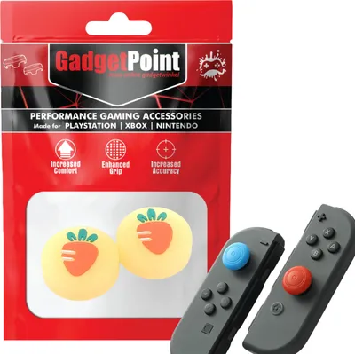 Produktbild von Thumbgrips - Thumb Grips voor Nintendo Switch Joy-Con Controllers - Gaming Thumbgrips - Performance Anti-Slip Thumbsticks - Bescherming Accessoires - Fruit - Wortel geel -