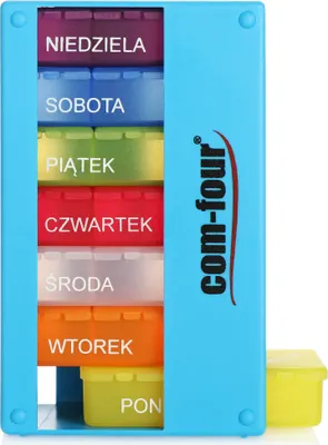 Produktbild von COM-FOUR® Medikamentendosierer auf POLNISCH - Medikamenten-Box für 7 Tage - 3 Fächer - Pillendose - Pillenbox - Tablettenbox - Wochendosierer zur Aufbewahrung [POLNISCH]