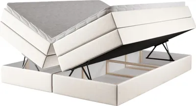 Produktbild von Kontinentales Boxspringbett Sibilla 180x200 – Polsterbett mit Bettkasten 3 Matratzen Stauraumbett ohne Kopfteil Boxspringbetten Samt Piano 01