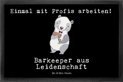 Produktbild von Mr. & Mrs. Panda Schmutzmatte Barkeeper Leidenschaft 50 x 75 cm - Schwarz - Geschenk, Schmutzfangmatte, Kurs, fußmatte, Bodenvorleger, Türvorleger, Fussmatte, Ausbildung