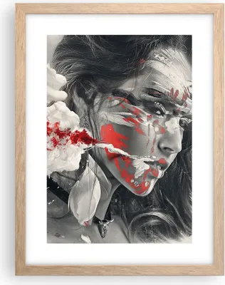 Produktbild von Gerahmtes Poster - Rahmen in heller Eiche - Frau Gesicht Kunst - 30x40 cm - Wand Bild - Wanddeko - Wandbilder - Wandposter - Bilderrahmen - Bilder - Kunstdruck - Wandbild - P2NPA30x40-3867