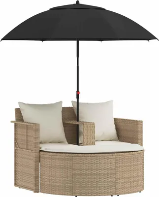 Image de vidaXL Canapé de jardin avec coussins 8 pièces Beige et blanc crème Polyrotin