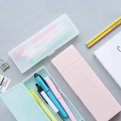 Produktbild von 1 Packung Kunststoff-Federmäppchen, Stiftehalter, Organizer, Schulbedarf (weiß, klein)
