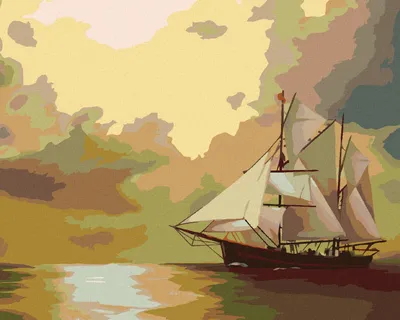 Produktbild von Zuty - Malen nach Zahlen - SEGELSCHIFF UND SONNE (D. RUSTY RUST), 40x50 cm, mit Keilrahmen (bereits gespannt)