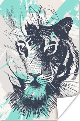 Produktbild von MuchoWow® Poster Tiger - Abstrakt - Weiß 40x60 cm - Plakate für die Wand - Poster Babyzimmer