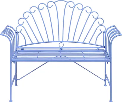 Produktbild von BELIANI 2-Sitzer Gartenbank Hellblau Eisen 125 cm Französisch Romantisch Verschnörkelt Vintage Stil Outdoor Balkon Terrasse Garten Sitzbank