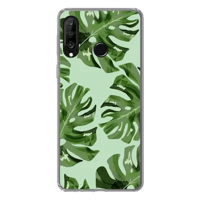 Produktbild von MuchoWow® Handyhülle Schutzhülle Hülle für Huawei P30 Lite Blätter - Tropisch - Pastell Silikon Softcase Handy Hülle - Handyhülle