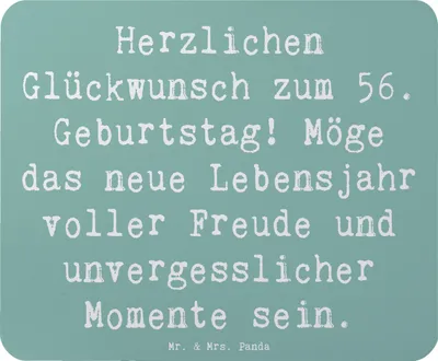 Produktbild von Mr. & Mrs. Panda Mouse Pad Spruch 56. Geburtstag Freude - Meeresbrise - Geschenk, Meilenstein, Geburtstagsspruch, Mousepad, Lebensjahr, Alter, Jubiläum, mousematte, Liebe
