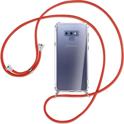 Produktbild von Handykette Backcover-Schutzhülle mit Band (Metall silberfarben) für Samsung Galaxy Note 9 - rot
