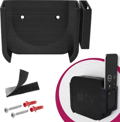 Produktbild von Wand Halterung passend für Apple TV HD und 4K mit Remote Fernbedienungshalterung