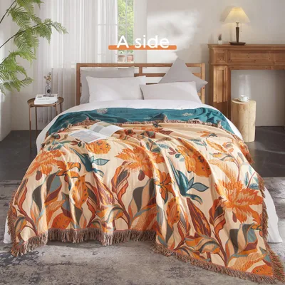 Imagen del producto de Manta bohemia, 100% algodón, 230 x 250 cm, de musselina de doble cara, ideal para el salón