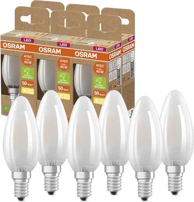 Zdjęcie produktu dla 6 x Osram LED świeca żarowa 2,5W = 40W E14 matowa 470lm ciepła biel 2700K ultra wydajna