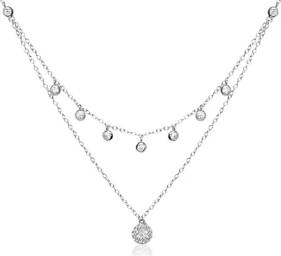 Produktbild von Sterlingsilber Layer-Kette mit Zirkonia