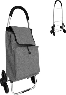 Image de Chariot de courses Relaxdays avec système de montée d'escaliers, compartiment réfrigérant, sac amovible, 45 l, jusqu'à 35 kg, pliable, gris